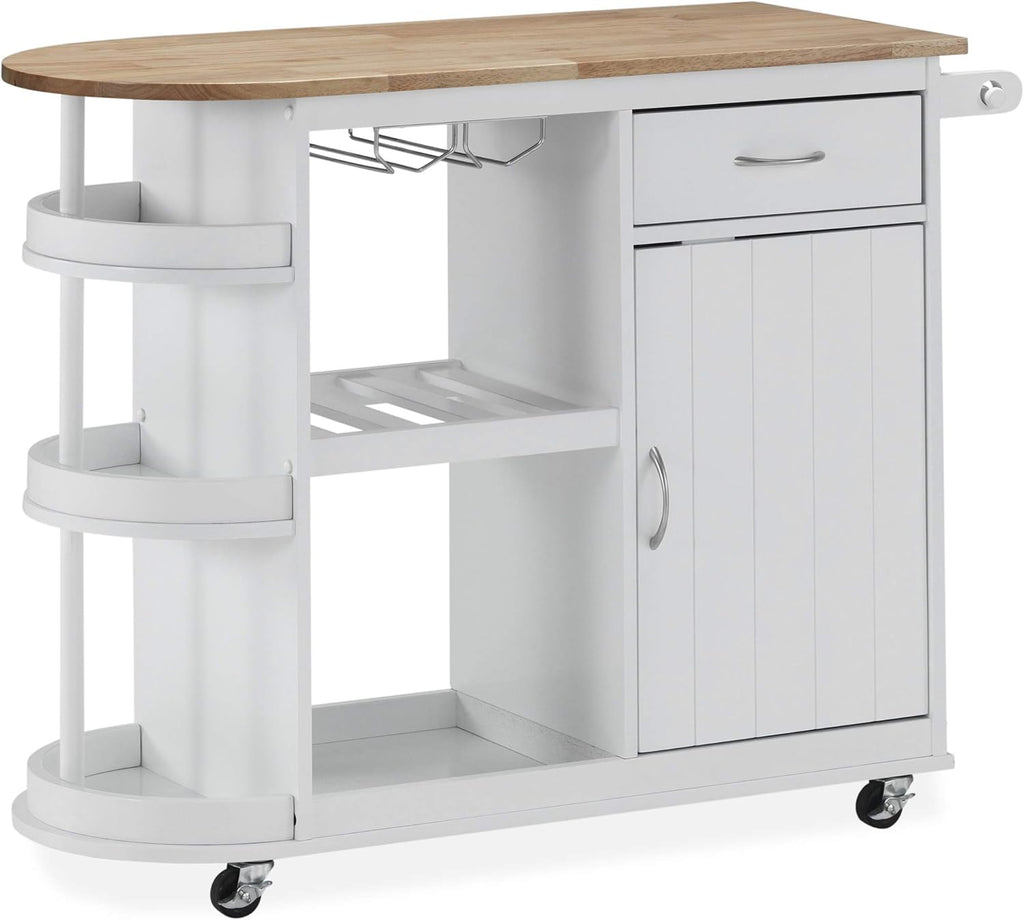 White Kitchen Cart with Wheels Q206728