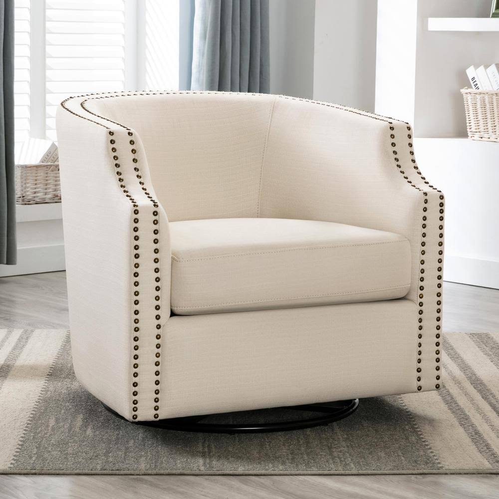 Linen Swivel Barrel Chair J2172