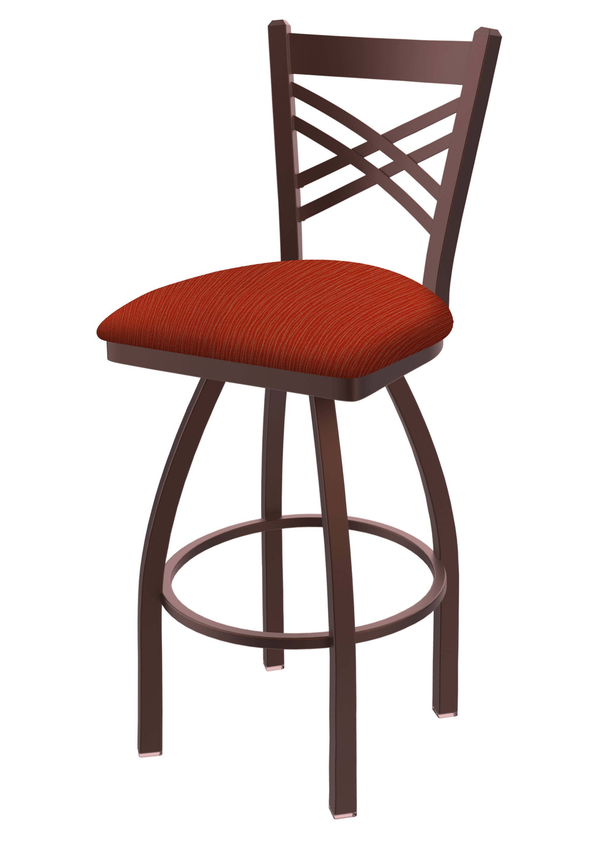 Swivel Bar Stool with Bronze Finish and Graph Poppy Seat T466926