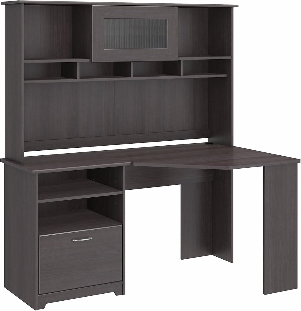Corner Desk with Hutch, 60W, Linen White Oak X659783