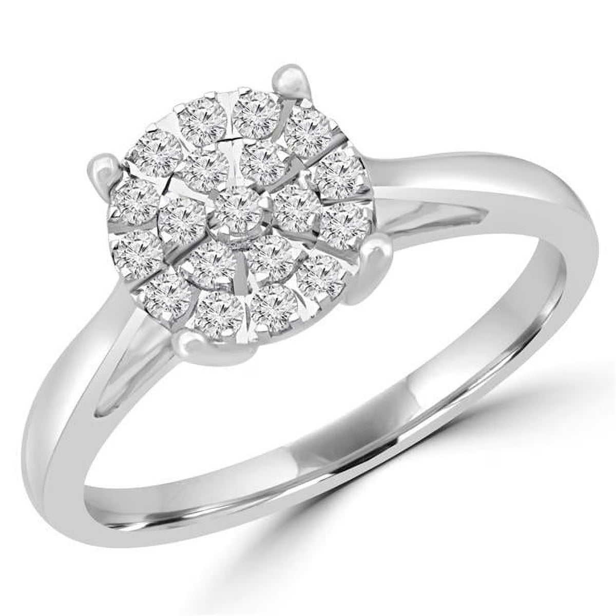 0.25 CTW Round Diamond Cluster Engagement Ring in 10K White Gold K507674