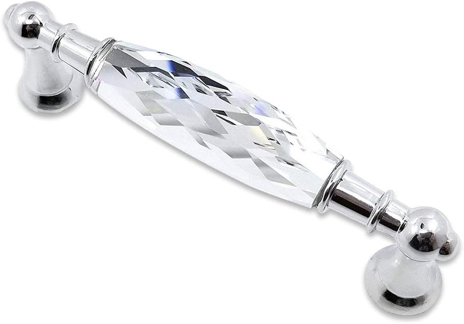 2 Pack 3-3/4 in Center-to-Center Glass Dresser Drawer Handles Chrome Metal Silver Y771241