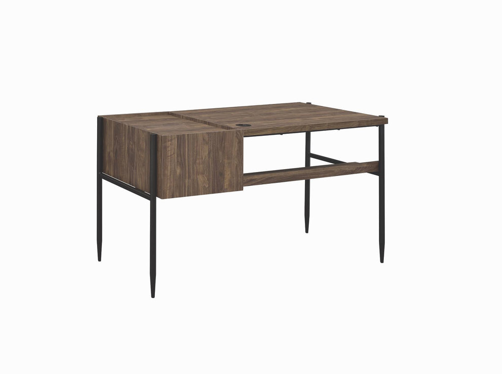 Industrial Aged Walnut and Black Bookcase U30258