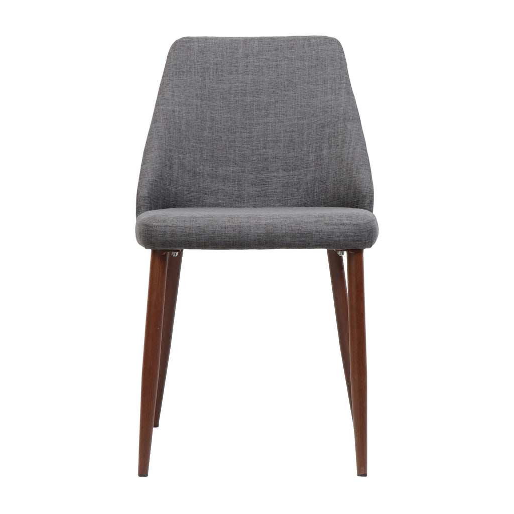 Light Grey Fabric Dining Chairs with Wood Legs, Set of 2 E13163