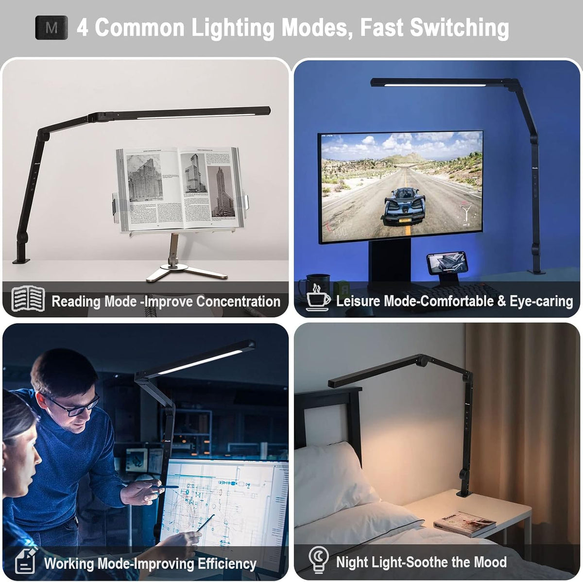 Desk Lamp with Clamp, Swing Arm, Stepless Dimming, Adjustable Color Temperature, 10W N344788