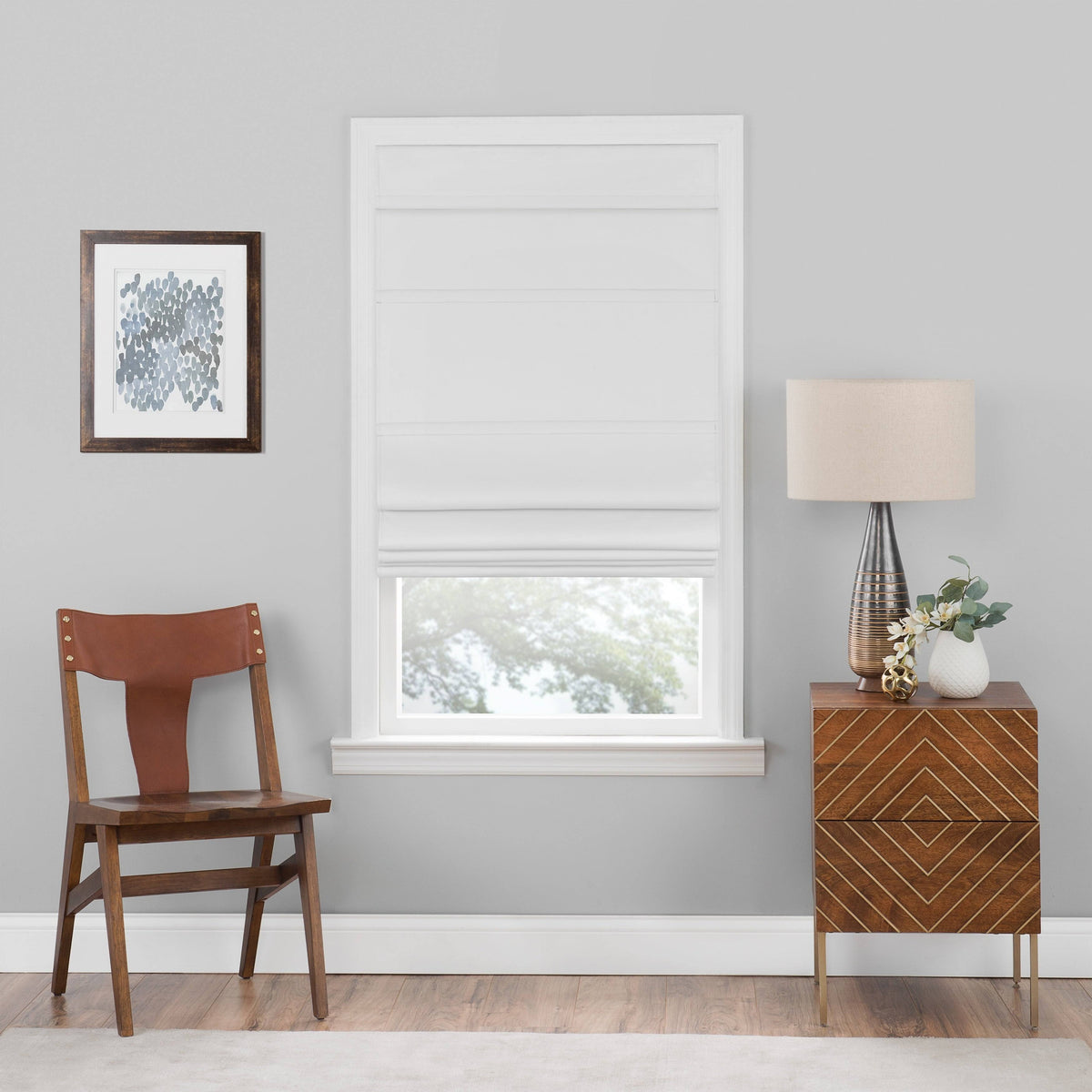 White Cordless Blackout Roman Shade E470944