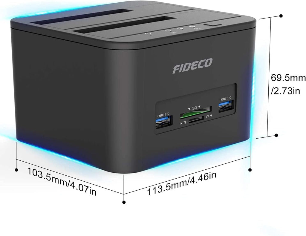 USB 3.0 Dual-Bay External Hard Drive Docking Station with Offline Clone Function and SD Card Slots for 2.5/3.5 Inch SATA HDD SSD E435
