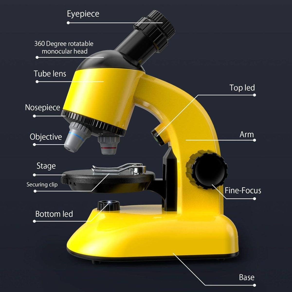 40X-1200X LED Microscope Kit with Slides H664