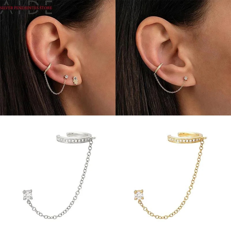 Diamond Ear Clip Tassel Earrings D3546