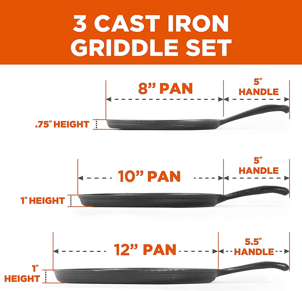 3-Piece Cast Iron Griddle Pan Set X6313