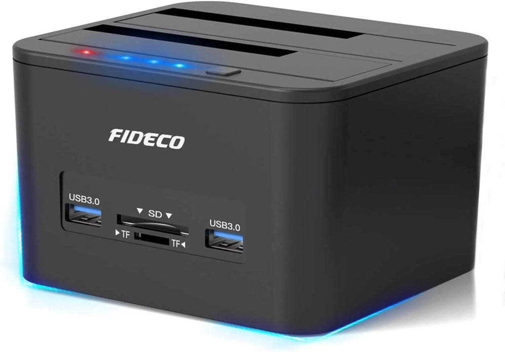 USB 3.0 Dual-Bay External Hard Drive Docking Station with Offline Clone Function and SD Card Slots for 2.5/3.5 Inch SATA HDD SSD E435