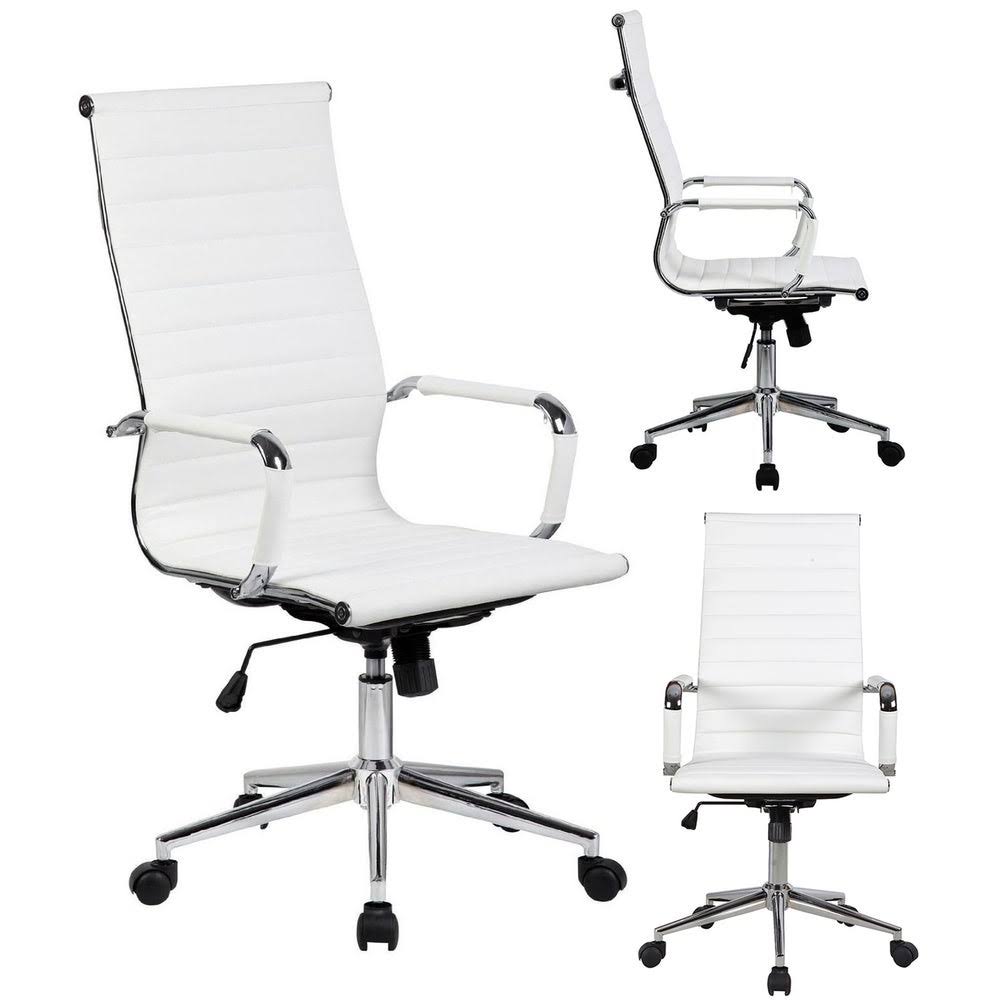 White Ergonomic High Back PU Leather Swivel Office Chair J2643