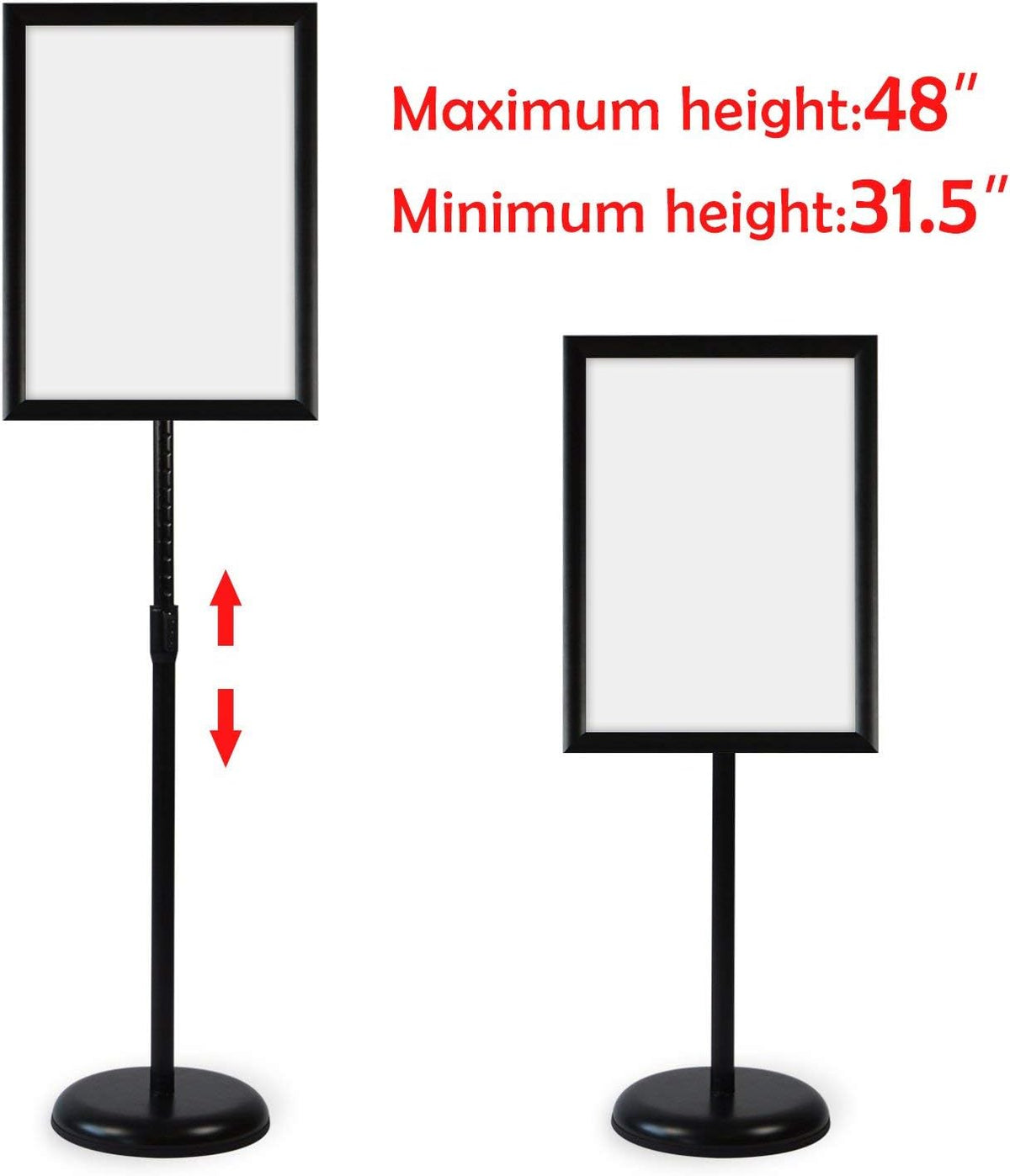 Black Pack of 2 Adjustable Aluminum Floor Standing Sign Holder A7334