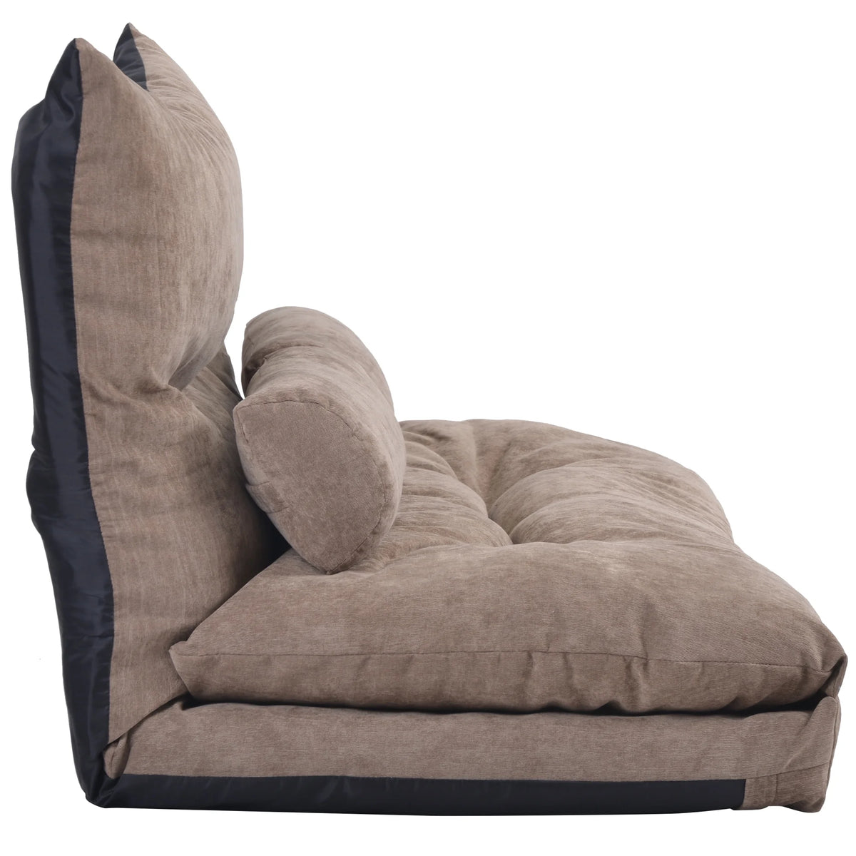 Light Brown Sofa Bed Folding Futon with Two Pillows K655