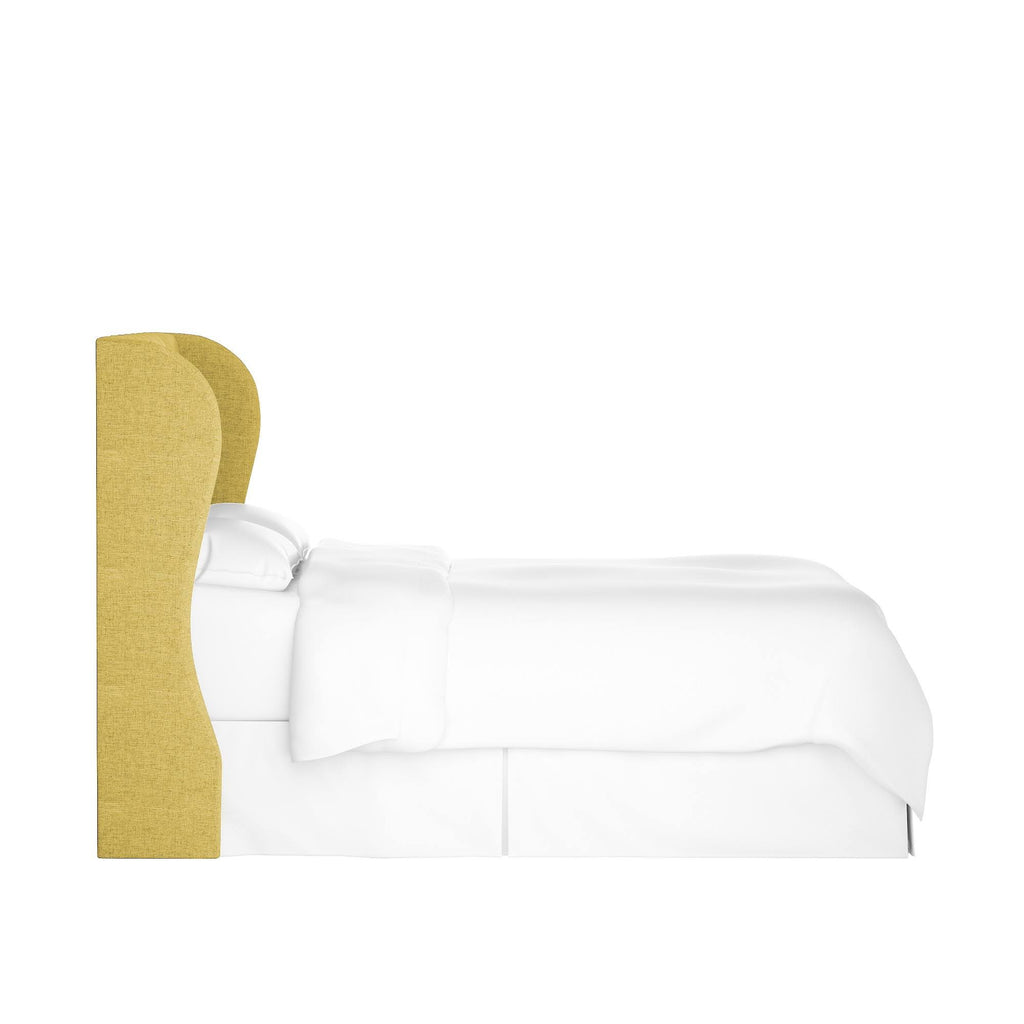 Golden Yellow Linen Tufted Wingback Headboard T27768