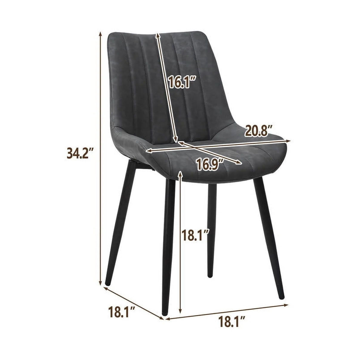 Gray Faux Leather Armless Dining Chairs Set of 2 C646336