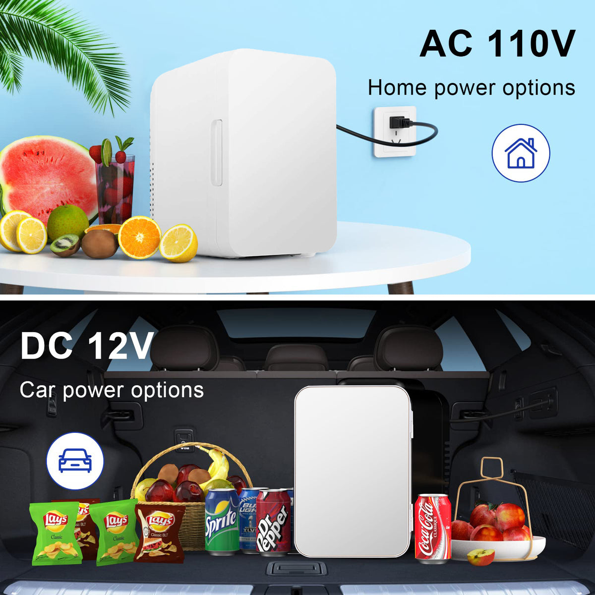 White 8 Liter Portable Cooler and Warmer Mini Refrigerator U3575