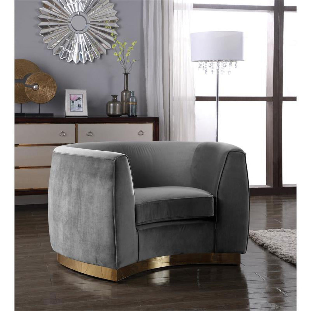 2-Piece Set with Velvet Accent Chair and Chaise in Gray and Gold J451699