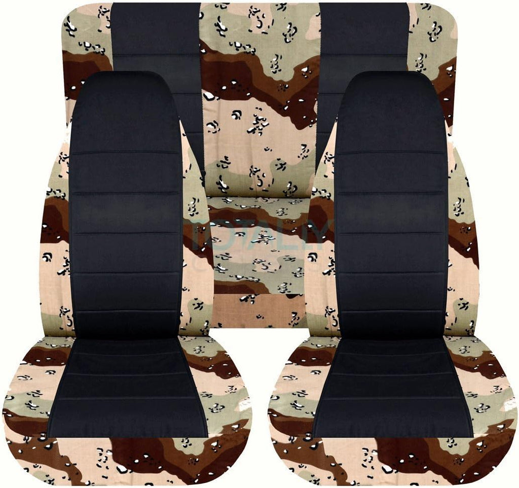Camo & Black Seat Covers Full Set Front Rear 2-Door D271