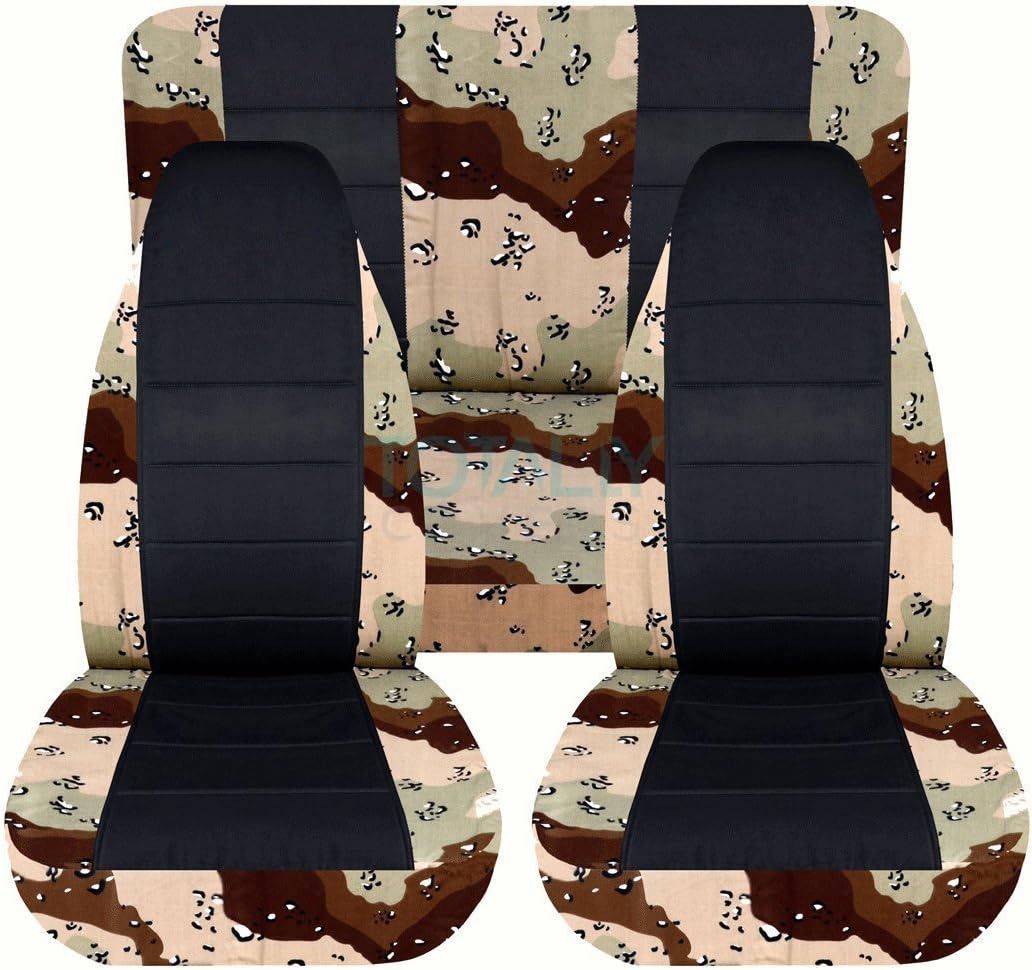Camo & Black Seat Covers Full Set Front Rear 2-Door D271