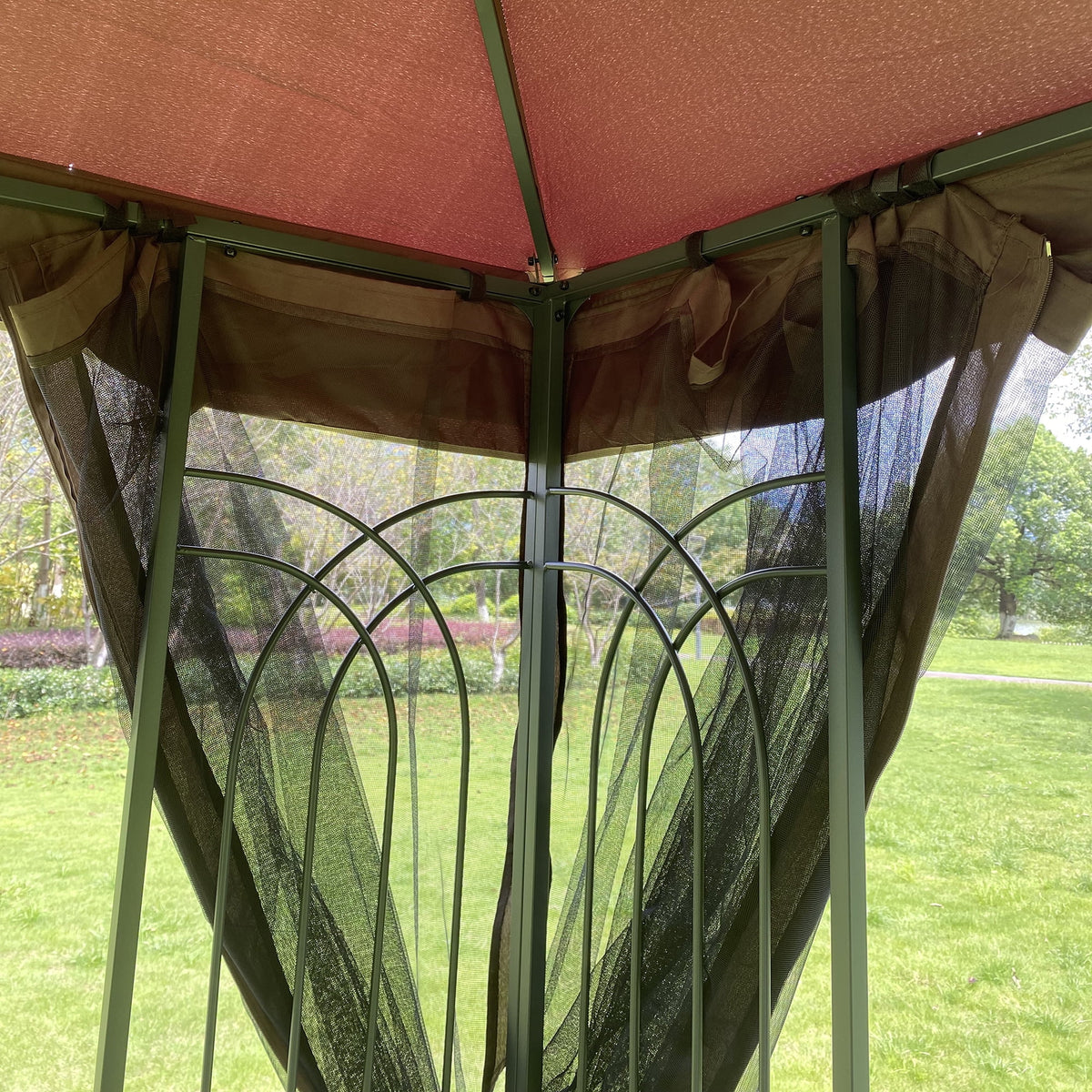 Ventilated Double Roof Gazebo with Mosquito Netting S4854