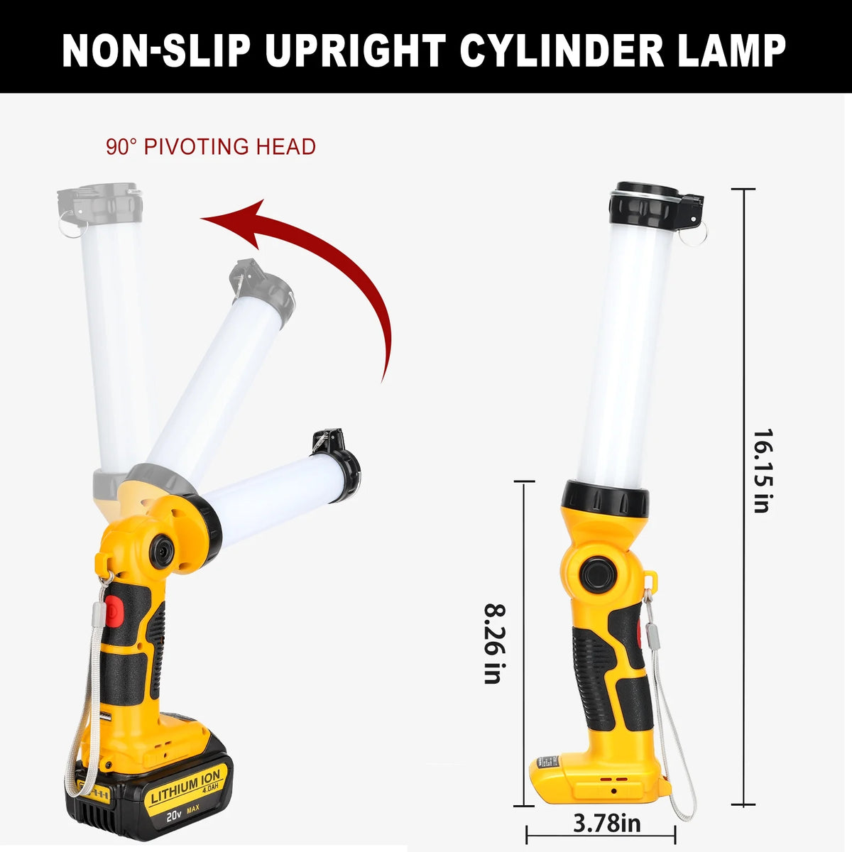 360° Outdoor Camping Lantern with Hooks, 26W 2000LM, for Dewalt 20V Li-ion Battery Q3193