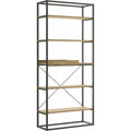 Oak Melamine and Black Painted Metal Bookcase C9224