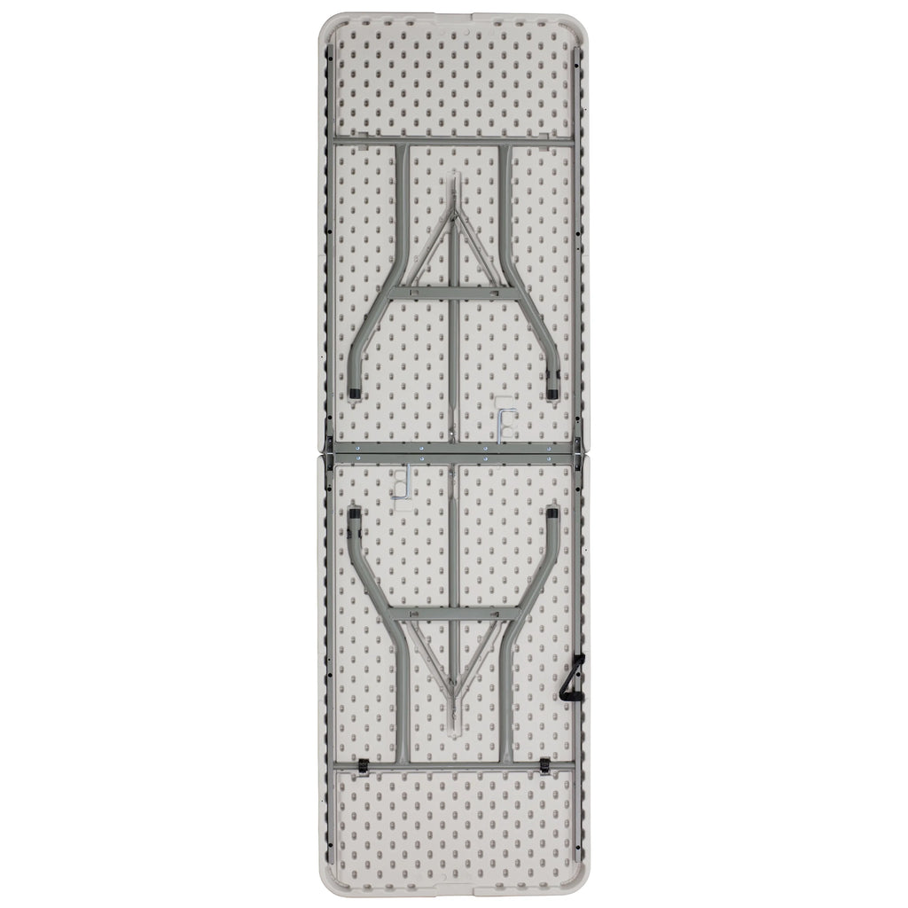 8-Foot Bi-Fold Granite White Plastic Folding Table with Carrying Handle M86786