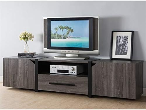 Rustic Wood 81.5-Inch TV Stand in Distressed Gray I5086