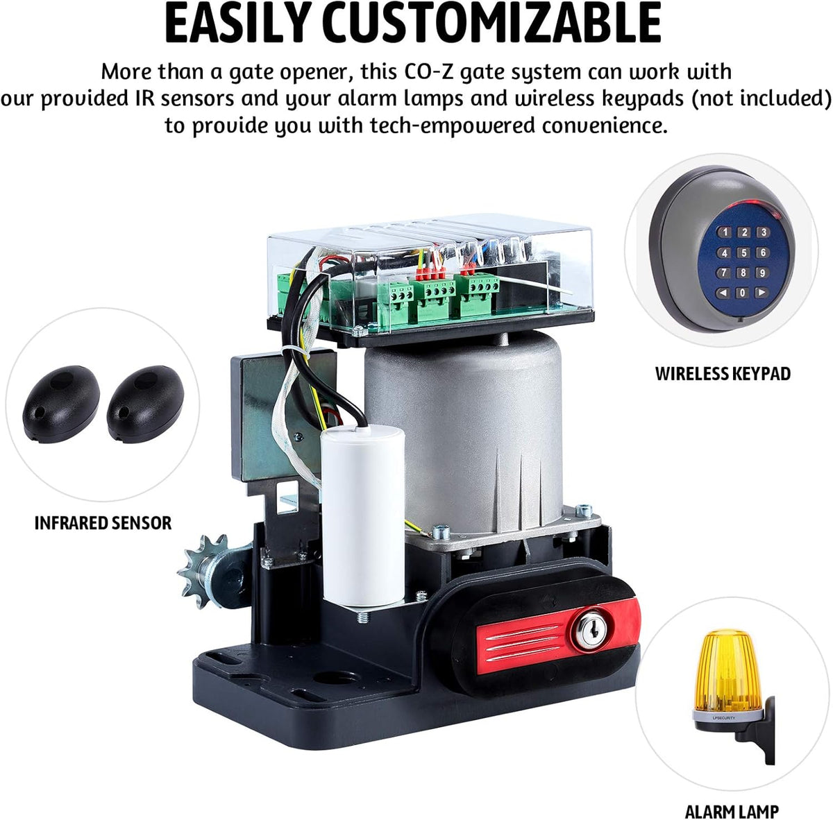 1800 lb Automatic Sliding Gate Opener with 2 Remote Controls H66096