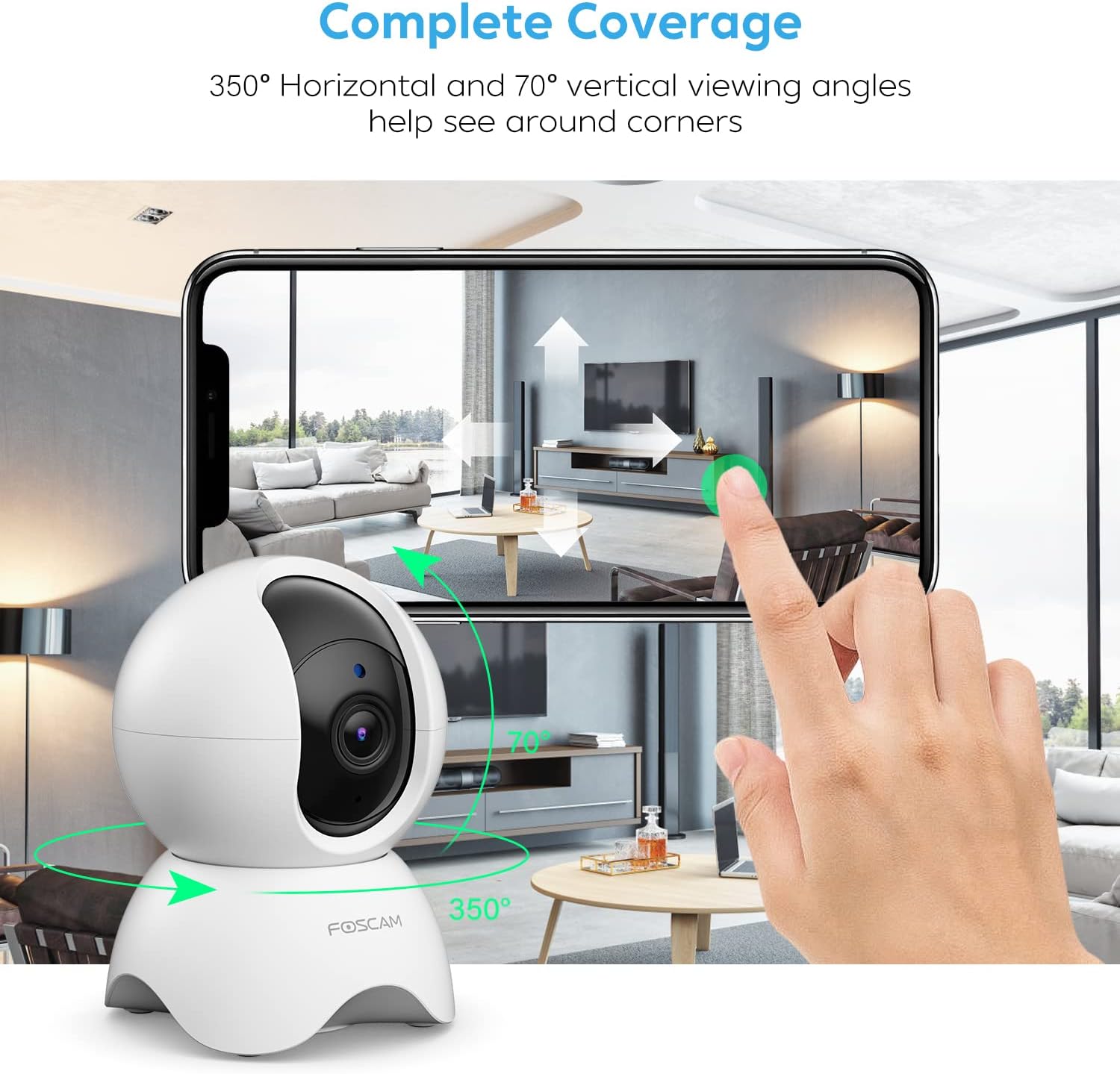 5MP WiFi Dome Indoor Security Camera Pan/Tilt IP Camera with 2 Way Audio Night Vision, Pack of 2 T85983