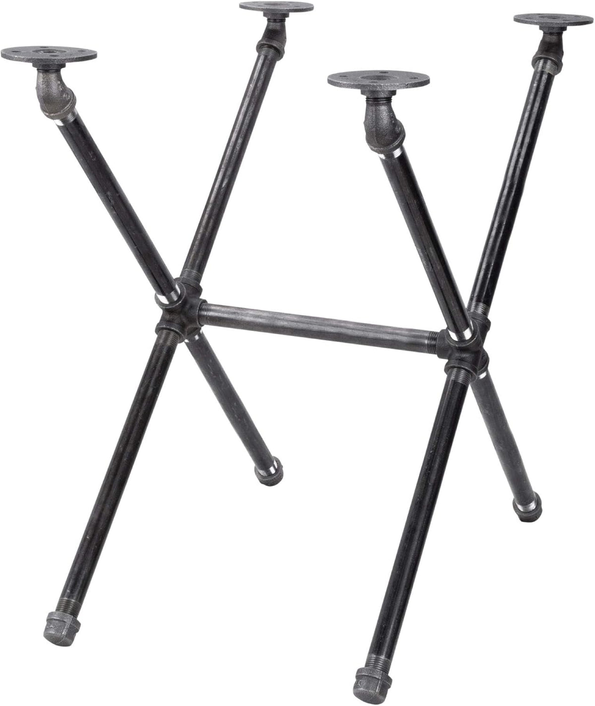 Industrial Pipe Table Leg Set, Dark Grey/Black Steel Metal, Pack of 2 S97233
