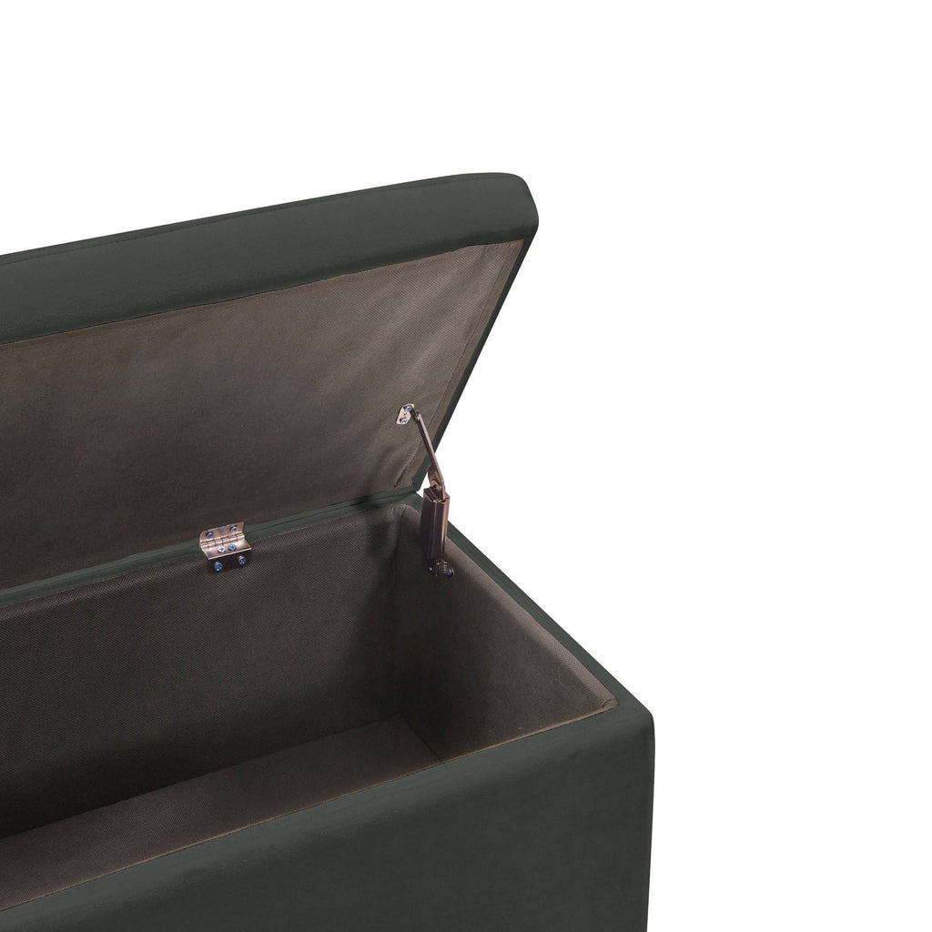 Tufted Storage Ottoman Velvet Gray L4944