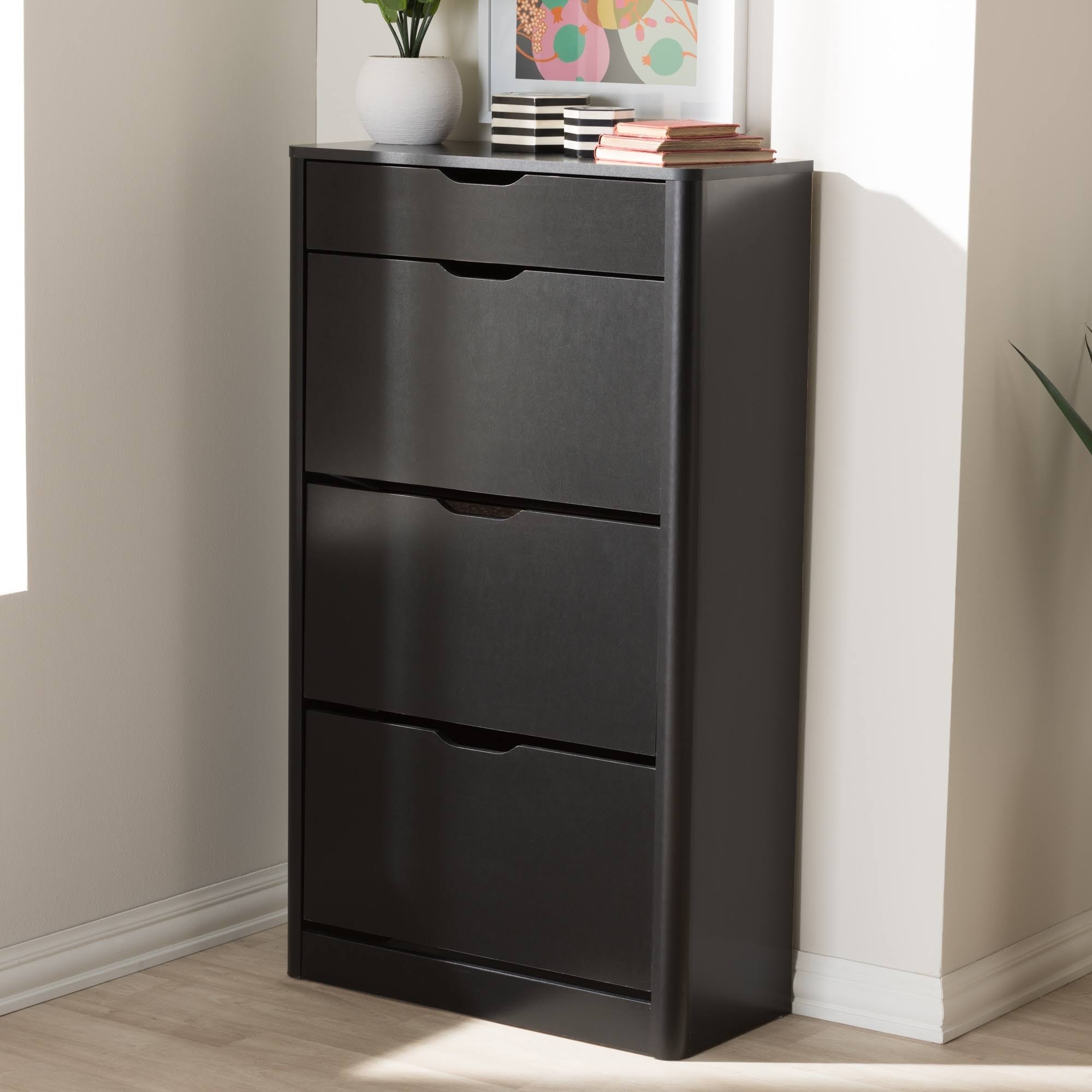 Black Wood Storage Cabinet Q193