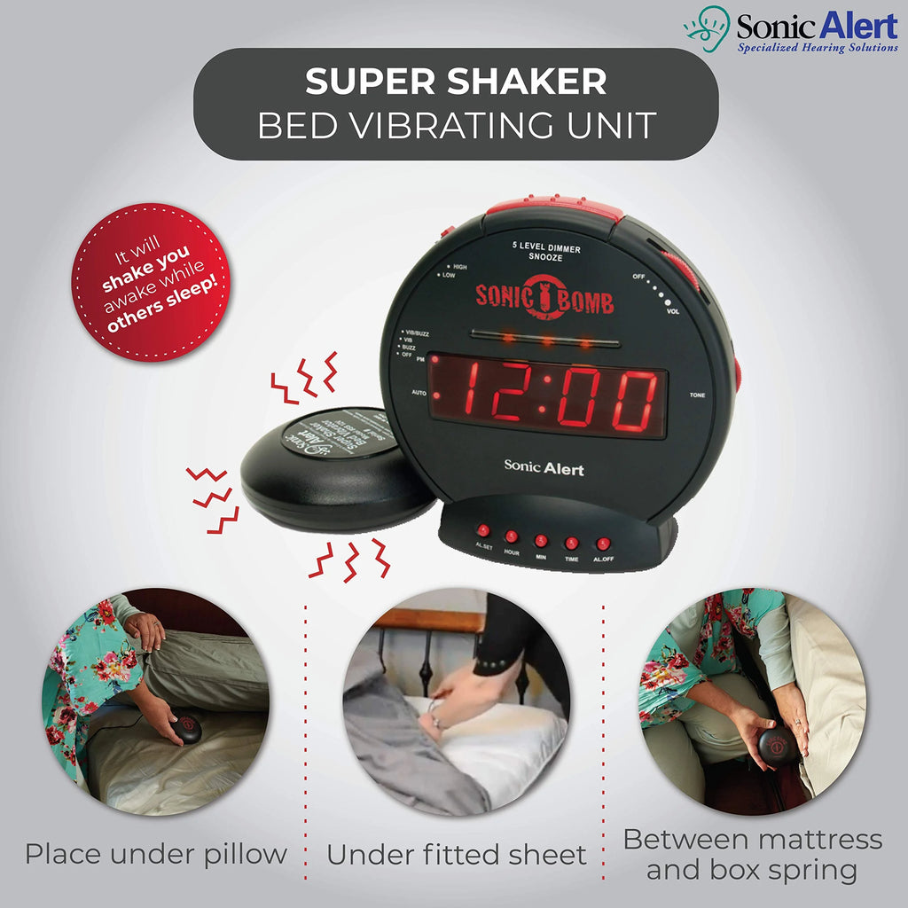 Black Dual Extra Loud Alarm Clock with Bed Shaker Y6038