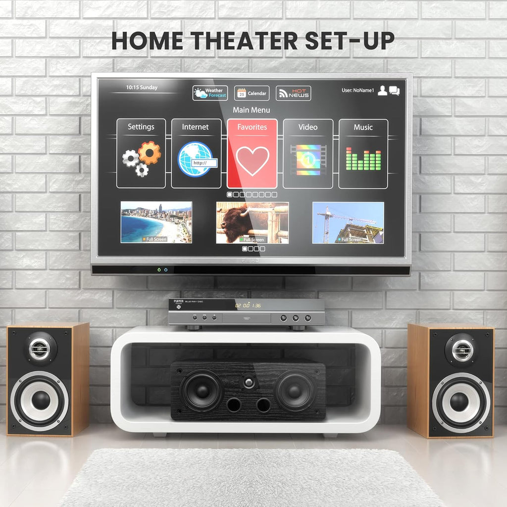 Center Channel Speaker with Dual 4-Inch Woofer and Silk Dome Tweeter F31429