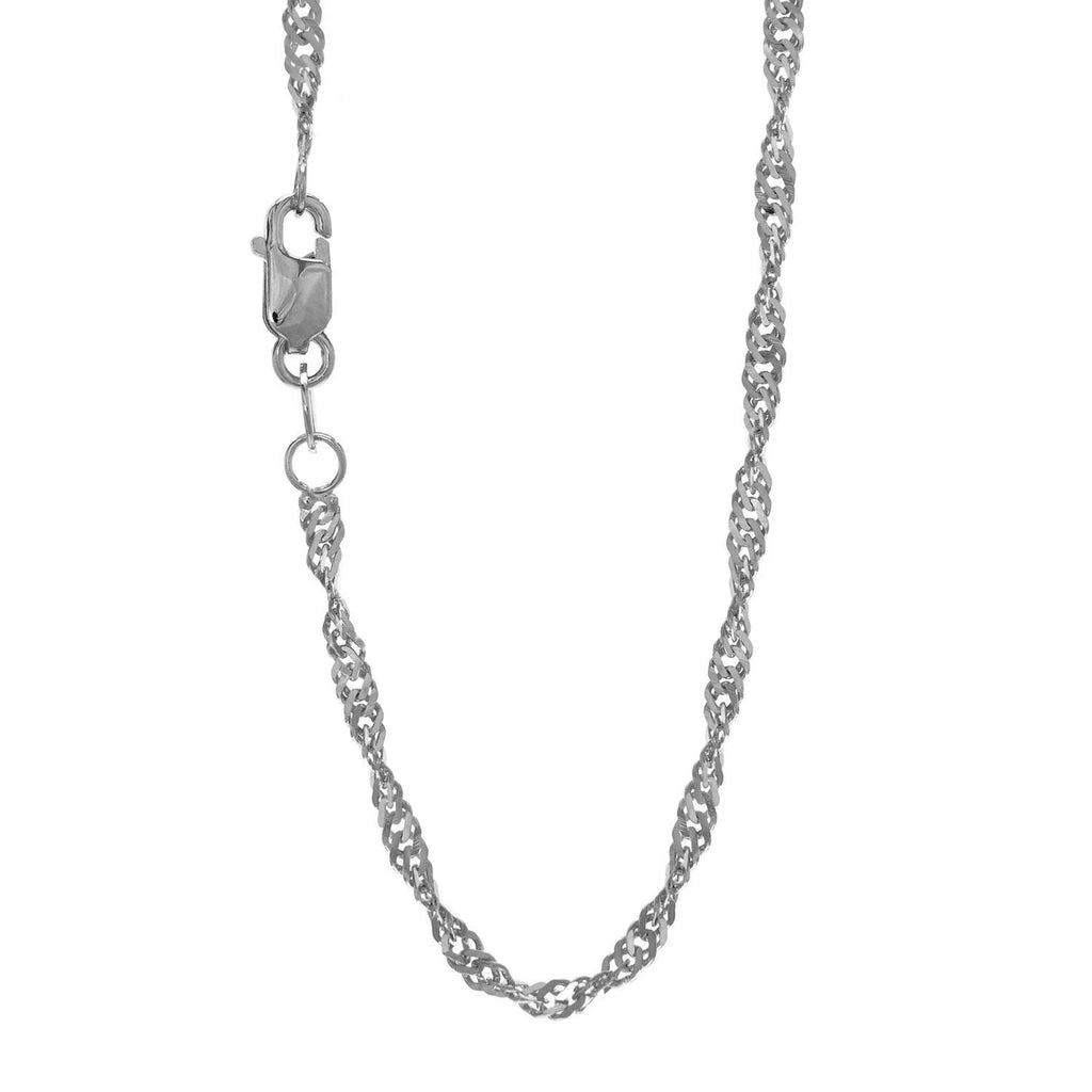 14k Solid White Gold Singapore Chain Necklace 20" G97901