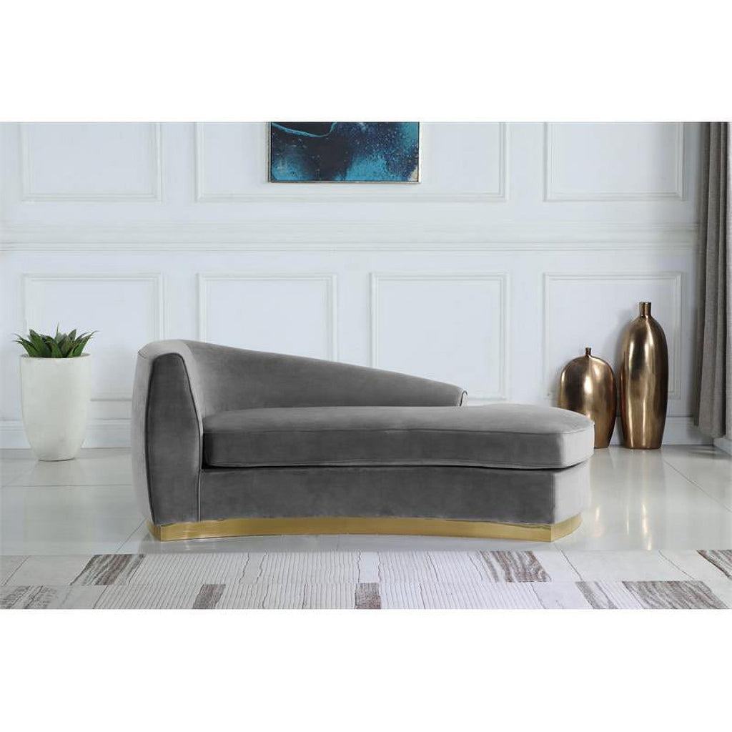2-Piece Set with Velvet Accent Chair and Chaise in Gray and Gold J451699