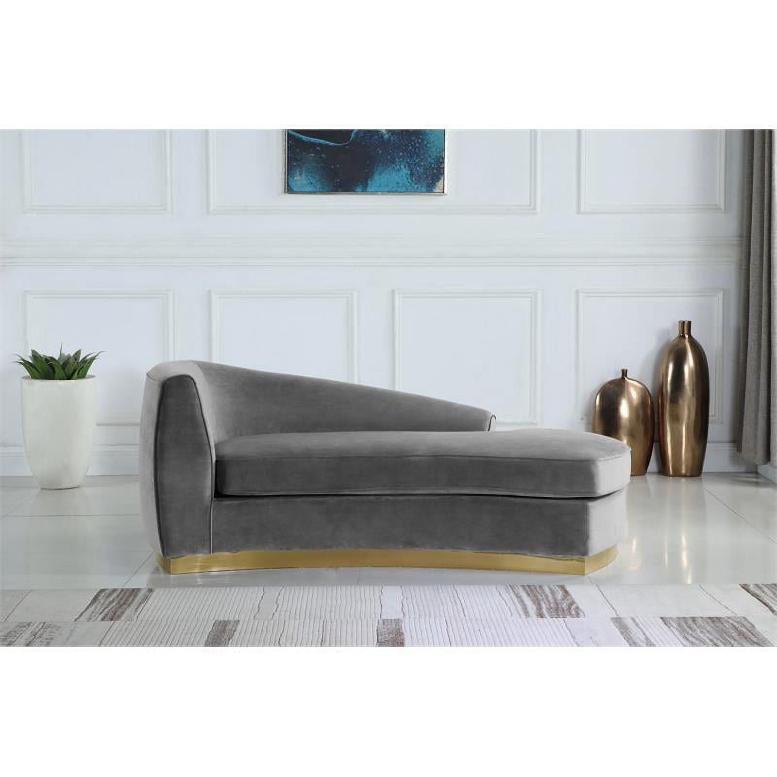 2-Piece Set with Velvet Accent Chair and Chaise in Gray and Gold J451699