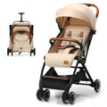 Beige Lightweight Baby Stroller with 5-Point Harness E38564