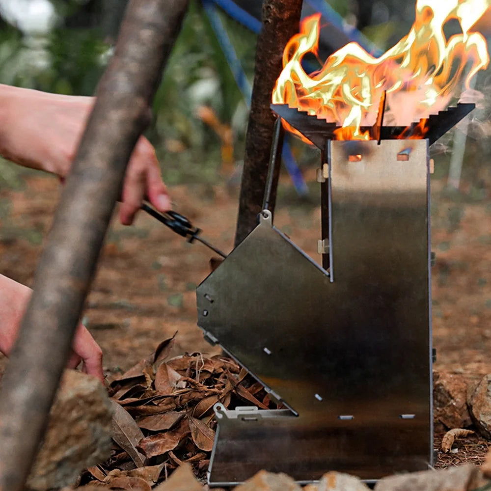 Collapsible Stainless Steel Wood Burning Stove Q748935