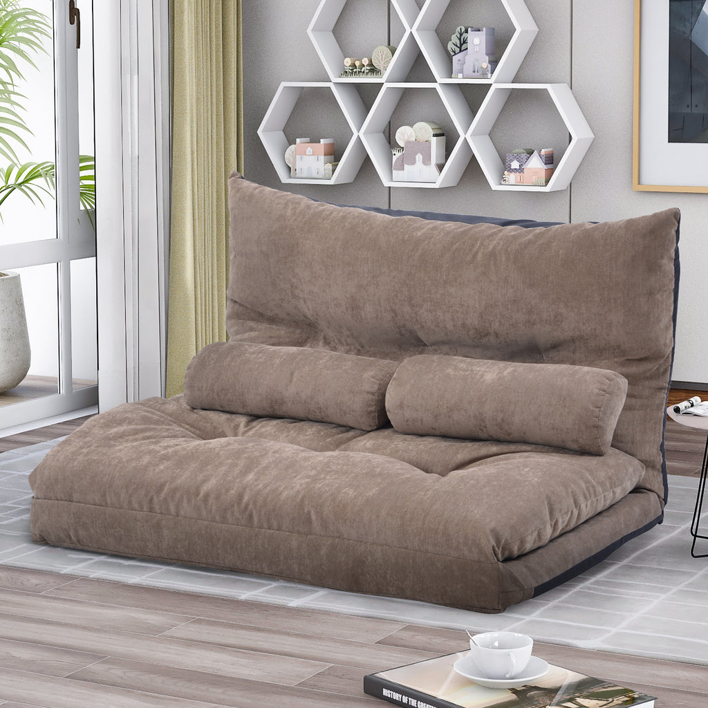 Light Brown Sofa Bed Folding Futon with Two Pillows K655