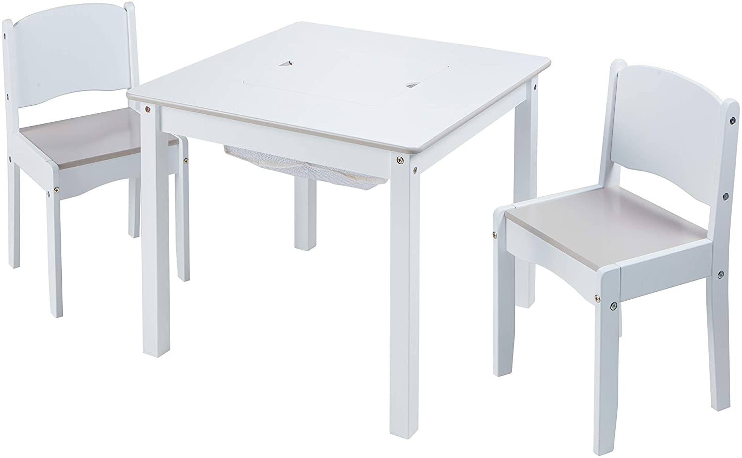 White Kids Craft Table and 2 Chairs Set B5297