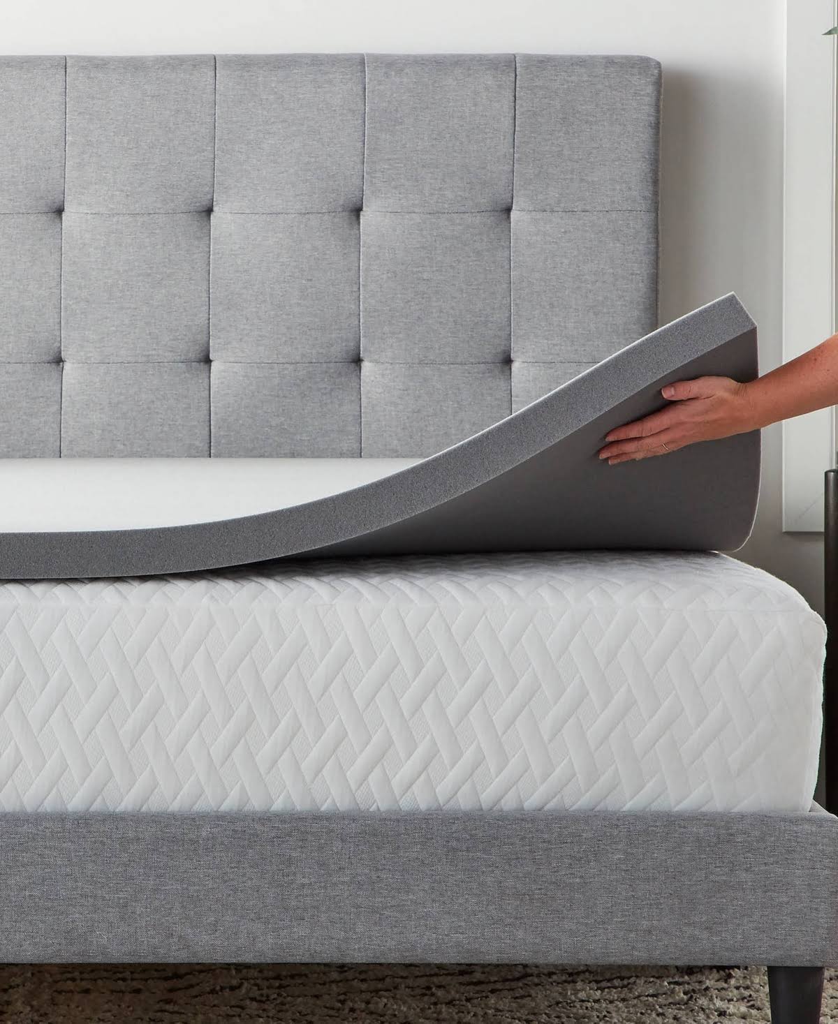 Grey Bamboo Charcoal Memory Foam Topper, California King Y516472