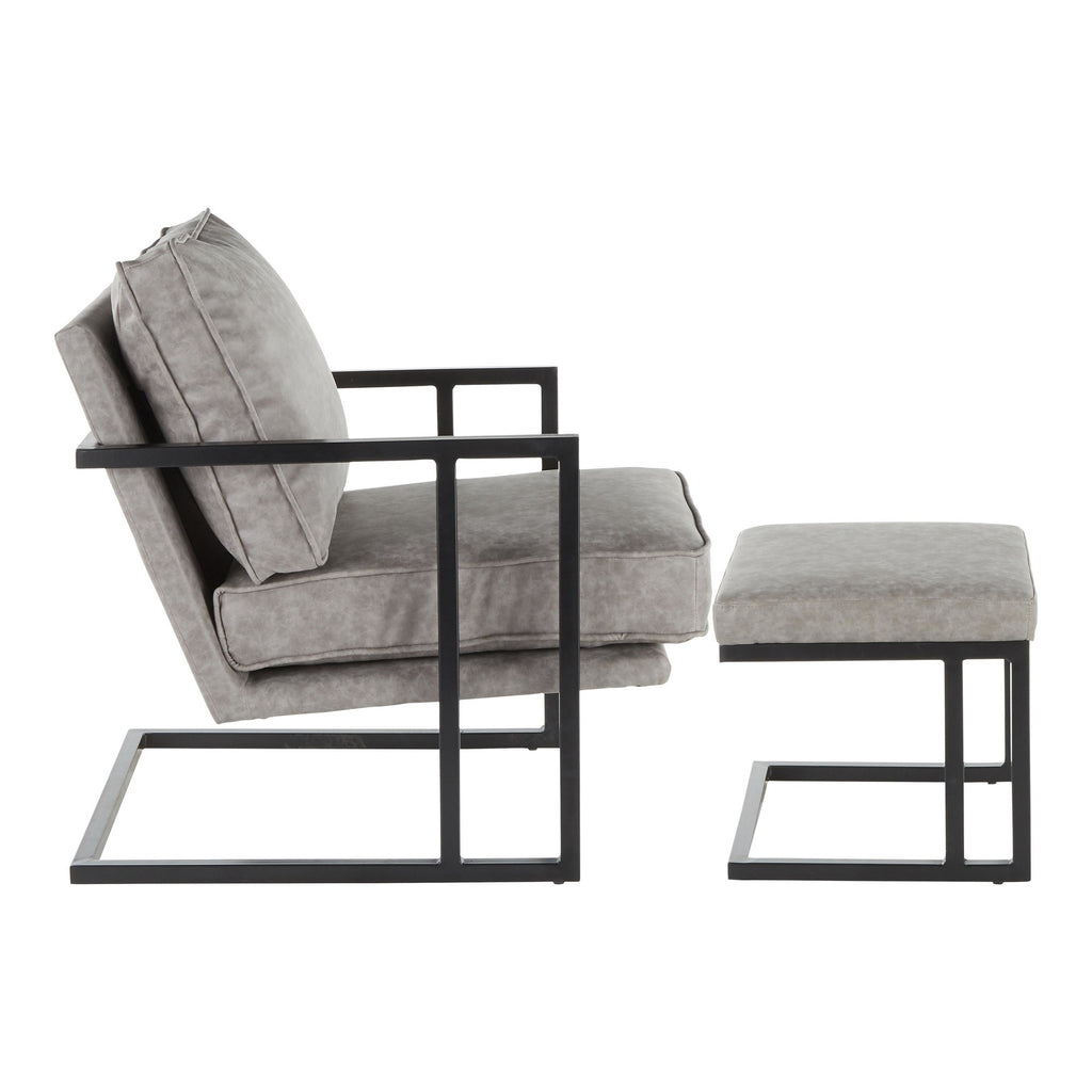 Black/Gray Lounge Chair And Ottoman Set W41809