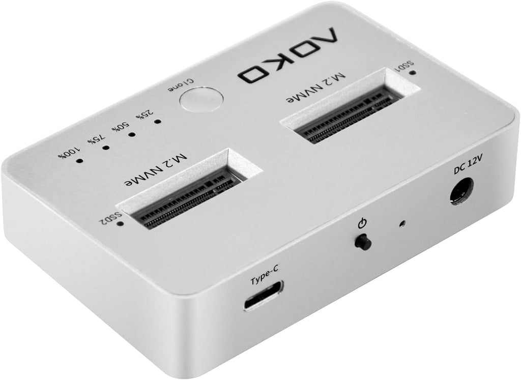 M.2 NVMe Dual-Bay Docking Station Clone Duplicator, USB C 3.2 Vertical External NVMe Enclosure M49782