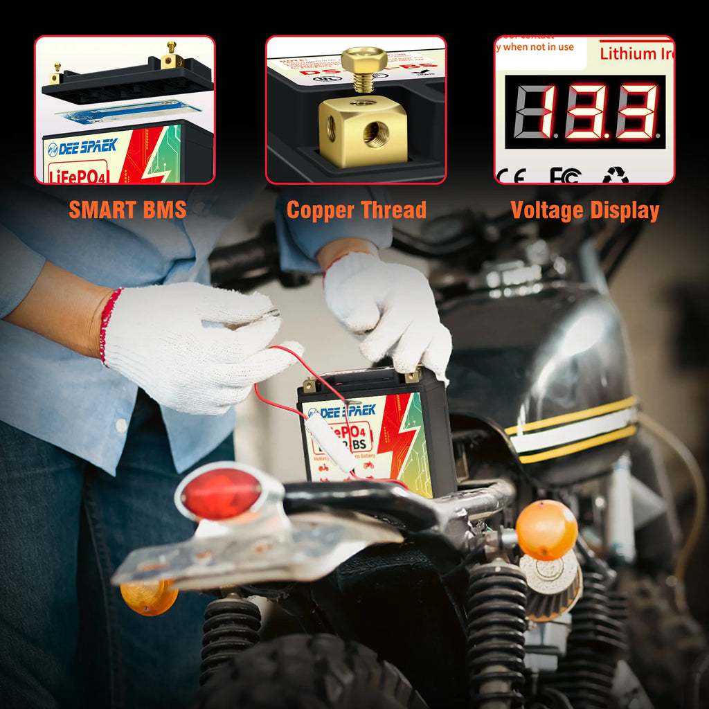Lithium Motorcycle Battery, 12 Volt 9Ah 520CCA, LiFePO4 ATV Scooter Powersports Battery Replacement P8447