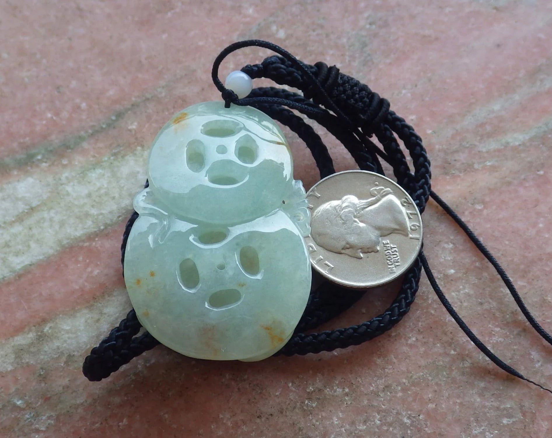 Green Hand Carved Natural Jade Zodiac Ox Pendant Necklace U786226