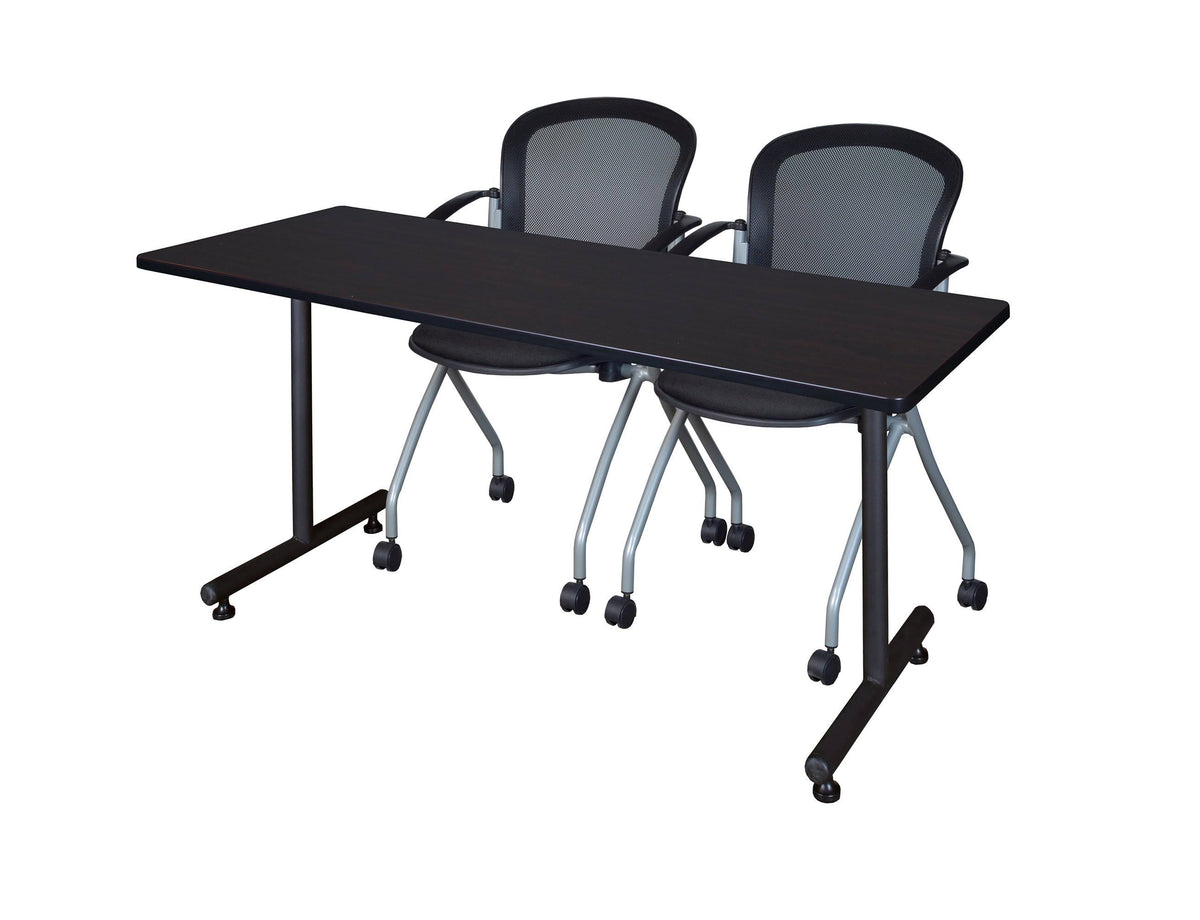 Mocha Walnut Training Table and 2 Nesting Chairs Y883407