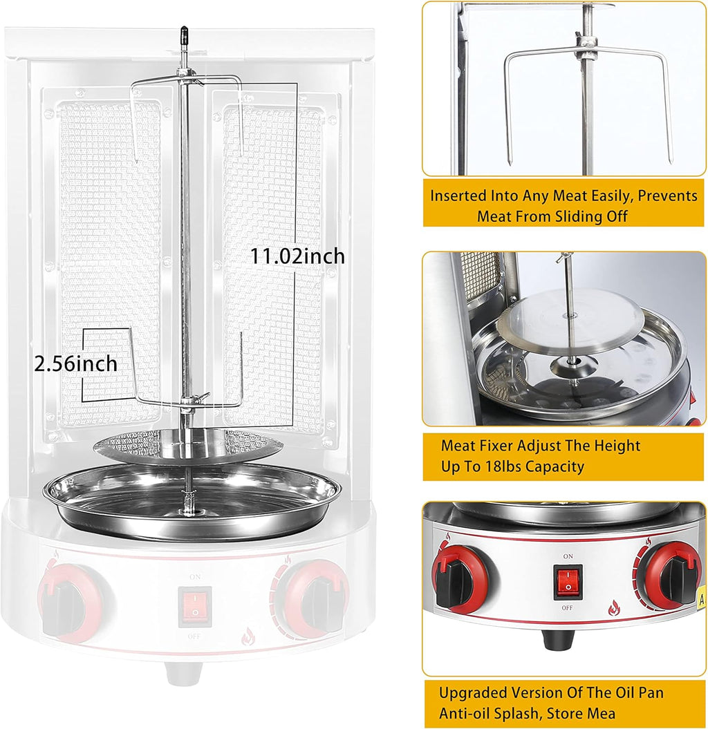 2 Burners Vertical Shawarma Machine with Meat Catch Pan W329730